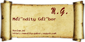 Mándity Gábor névjegykártya
